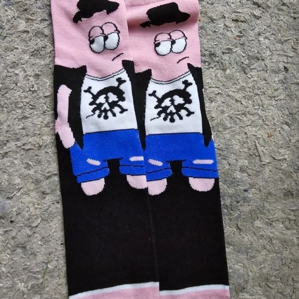 Pink and Black Patrick Graphic Socks
